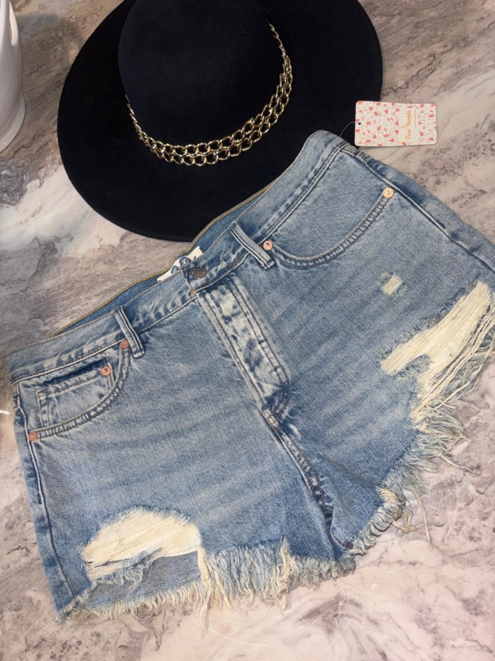 We the free Somerset distressed denim shorts